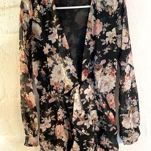 Flirty Black Floral Print Romper